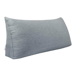 WOWMAX - Bed Rest Reading Wedge Headboard Pillow Sofa Back Support Bolster Linen Grey, 59x20x8 - Bed Pillows