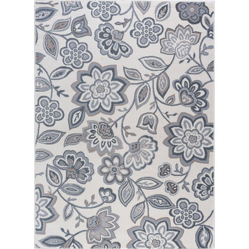 Emmalyn Transitional Floral Cream Rectangle Area Rug, 7.6'x10'