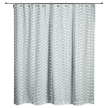 Soft Blue Line Pattern 71x74 Shower Curtain