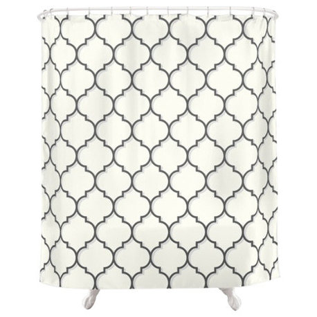 Geometric Patterned Shower Curtain, White