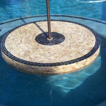 Travertine Table in Pool