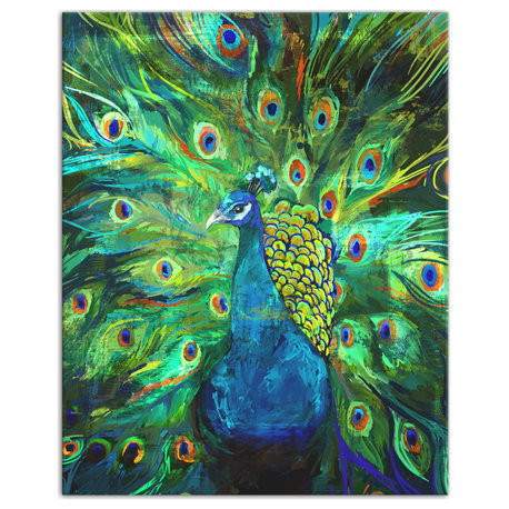 Peacock Power 2 16x20 Canvas Wall Art