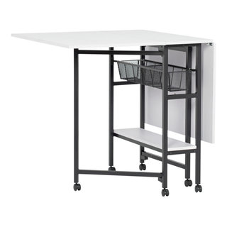 Sew Ready Standing Height Craft/Cutting Table with Baskets (36 H) - Charcoal / White