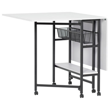 Sew Ready Cutting Table With Baskets 36" Fixed Height in Charcoal, White