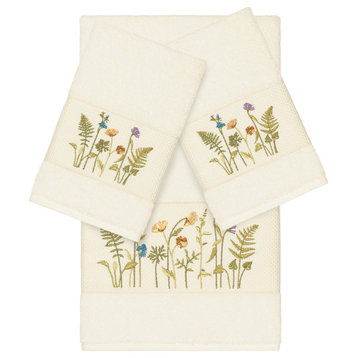 Serenity 3-Piece Embellished Towel Set, Cream