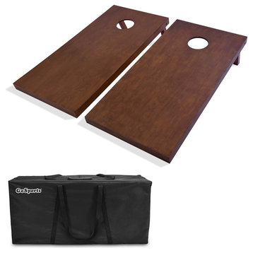 GoSports Regulation Size Wooden Cornhole Set, Brown With Carry Case