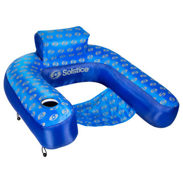 39" Inflatable Blue and White Swimming Pool Swirled Pattern Loop Lounger Chair