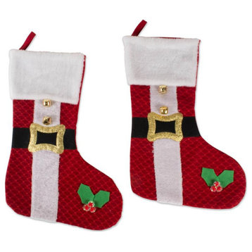 DII Modern Fabric Santa's Holiday Stocking in Red/White (Set of 2)