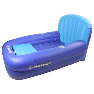 54" Inflatable Blue Swimming Pool Lounger With Ice Cooler