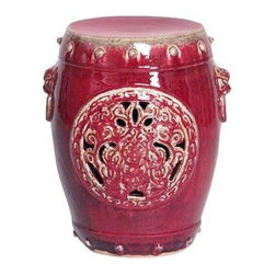 Red Dragon Medallion Garden Stool - Accent And Garden Stools