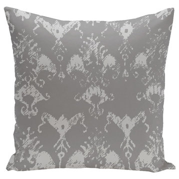 Floral Motifs Decorative Pillow, Classic Gray, 16"x16"