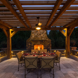 Outdoor Masonry Stone Fireplace - Outdoor Fireplaces