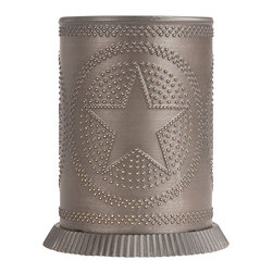 Handmade - Handmade Punched Tin Candle Warmer Accent Light Star Pattern, Kettle Black - Candleholders