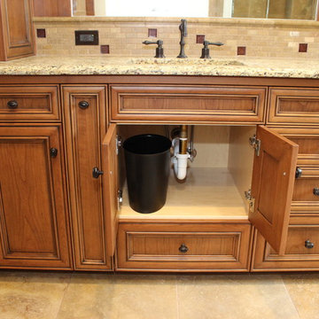Cherry & Travertine Bathrooms