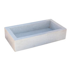 White Marble Square Vessel Sink, Large