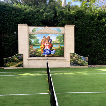 Residential Outdoor Mural for Tennis Court