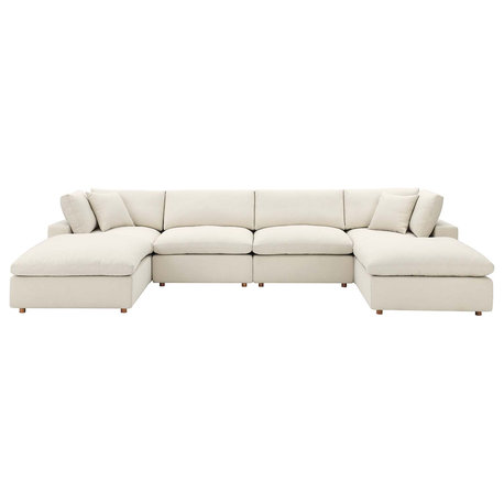 Modular Sectional Deep Sofa Set, Beige, Fabric, Modern, Lounge Cafe Hospitality