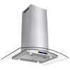 AKDY Stainless Steel Island Mount Range Hood, Tempered Glass/Touch Panel, 36"