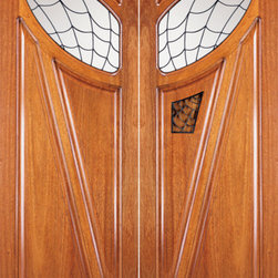 Double Prehung Glass Doors, Solid Mahogany, Operable Speakeasy - Front Doors