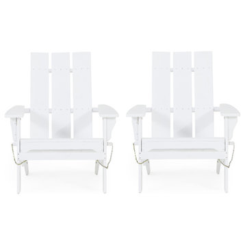 Gurekam Outdoor Foldable Adirondack Chairs, Set of 2, White