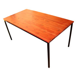 赤染め檜アイアンテーブル / Dyed Red Hinoki Wood and Iron Table - ダイニングテーブル
