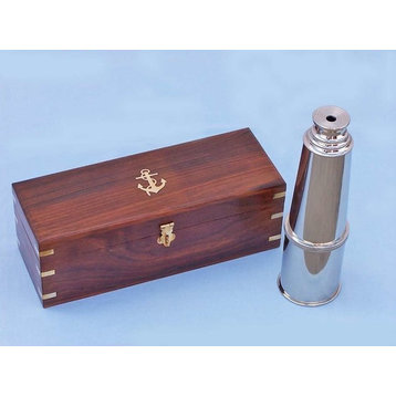 Admiral's Spyglass Telescope With Black Rosewood Box, Chrome, 27"