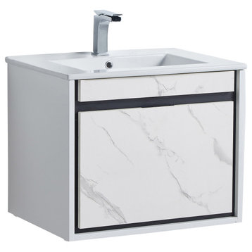 Fine Fixtures Wall Mount Bathroom Vanity and Sink, Knob Free Design