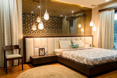 バンガロールにあるモダンスタイルのおしゃれな寝室のインテリア