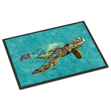 Swimming Logggerhead Turtle Indoor Or Outdoor Mat, 18"x27", Multicolor