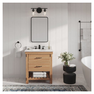 Bosque Bath Vanity, Driftwood, 30", Single Sink, Undermount, Freestanding