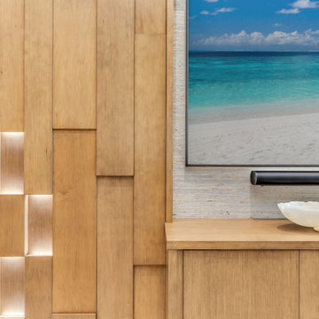 Custom three dimensional European oak feature wall