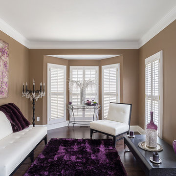 Purple and Beige Contemporary Formal Living Room