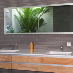 Island Stone Smoke Linear Glass Bath - Tile