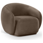 Meridian Furniture - Emery Upholstered Chair, Brown, Velvet, Accent Chair - Drift away into a cloud of comfort with the Emery brown velvet accent chair. Its soft, rounded curves and plush velvet upholstery create a truly indulgent seating experience. A timeless piece of furniture that exudes elegance and sophistication with its classic design that will never go out of style.