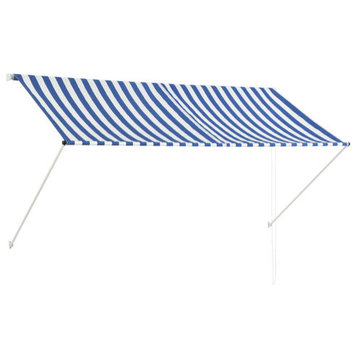 vidaXL Retractable Awning Sun Screen Patio Awning 98.4"x59.1" Blue and White