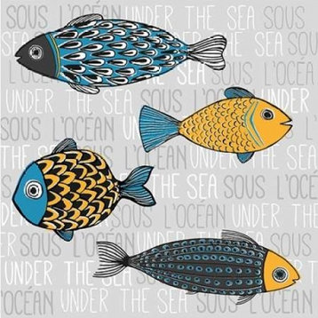 "Illustration of Nautical Fishs" Poster Print by Atelier B Art Studio, 12"x12"