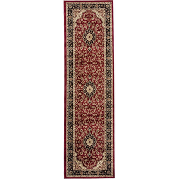 Noble Medallion Red Oriental Area Rug Traditional Persian Floral Carpet, 2'7"x9'