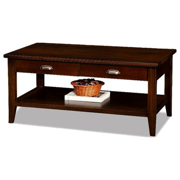 Leick Laurent Two Drawer Solid Wood Coffee Table in Chocolate Cherry