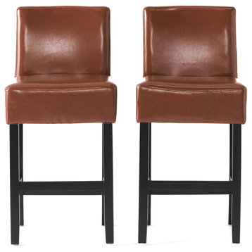 GDF Studio Peterborough Counter Stool, Set of 2, Hazelnut Leather