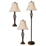 StyleCraft Home Collection - Barclay Table Lamp - Brass Finish - White Linen Shade - Set Of 3 - Accent your decor with this lovely Table Lamp.
