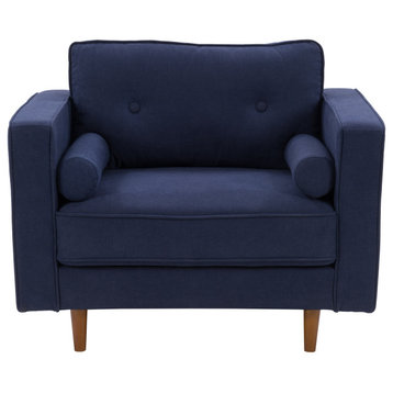 CorLiving Mulberry Fabric Upholstered Modern Accent Chair, Navy Blue