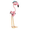 27"H Solar Metal Flamingo