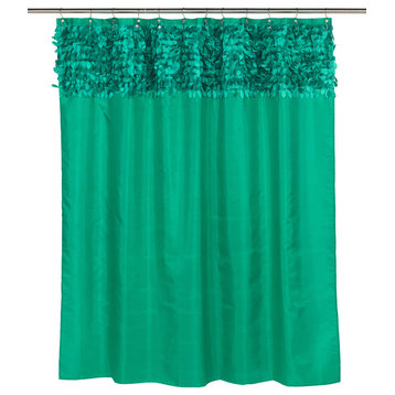 "Jasmine" Fabric Shower Curtain in Emerald
