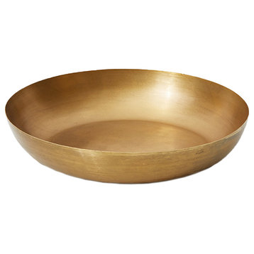 Serene Spaces Living Smooth Gold Round Decorative Iron Bowl, 10" Dia and 2" Tall