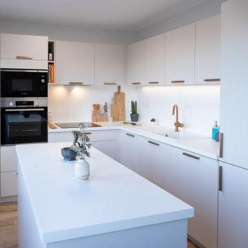 La cuisine beige et terrazzo blanc de Margaux