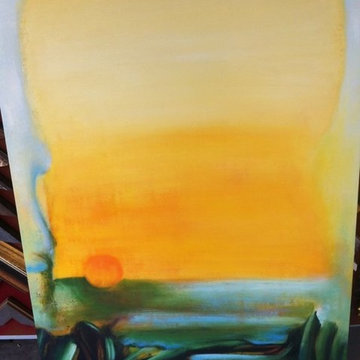Contemporary Yellow Abstract Oil Painting I ArtisanMalaysia.com