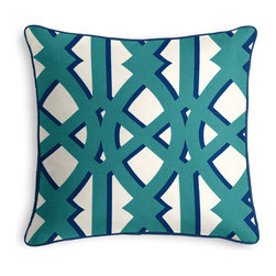 Turquoise Trellis Outdoor Pillow - Outdoor Cushions And Pillows