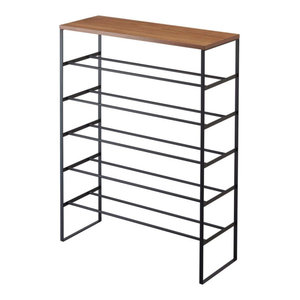 Tower 6 Tier Wood Top Shoe Rack Industrial Shoe Storage By Yamazaki Home