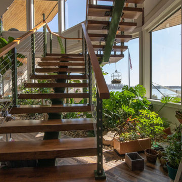 Floating Staircase through Open Air View