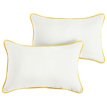 Sunbrella Canvas Natural/Sunflower Yellow Outdoor Pillow Set, 14x24